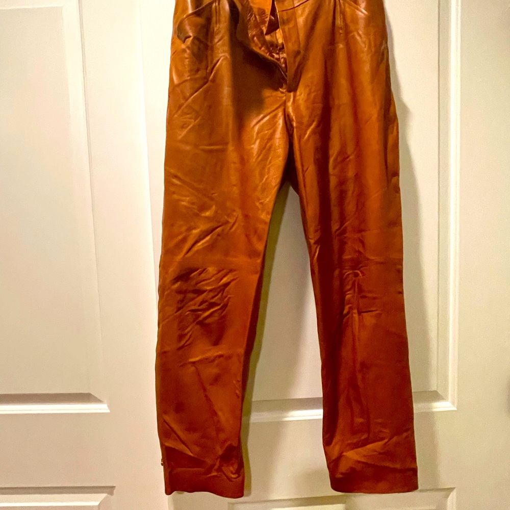 Intermix 100% leather orange pants size 10